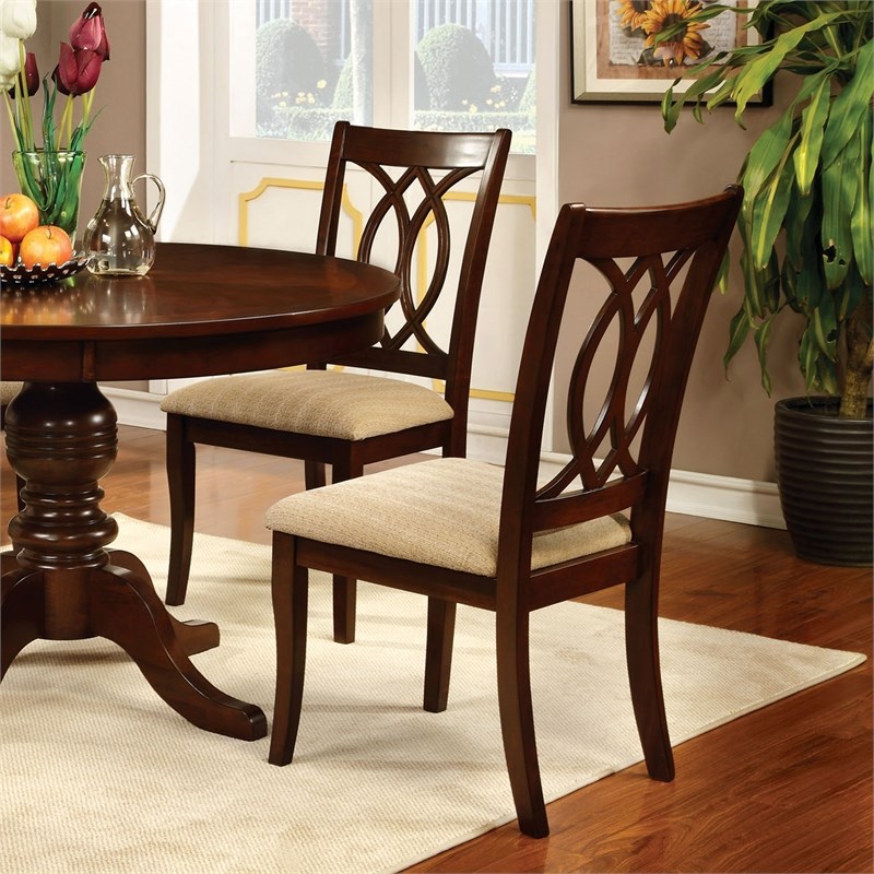 Furniture of America Amersty Wood Dining Chair in Brown Cherry (Set of 2)