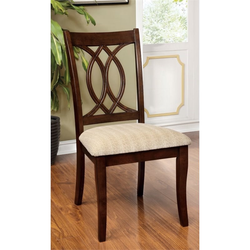 Furniture of America Amersty Wood Dining Chair in Brown Cherry (Set of 2)