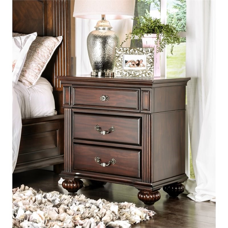 dark brown 3 drawer nightstand