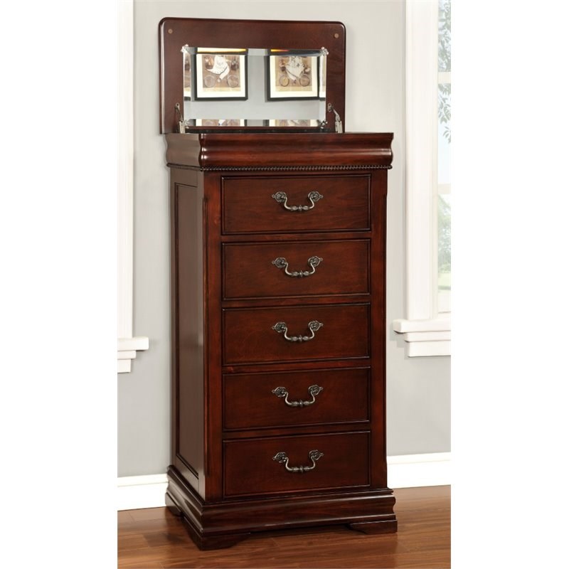 furniture of america ruben traditional wood 5-drawer lingerie chest in ...