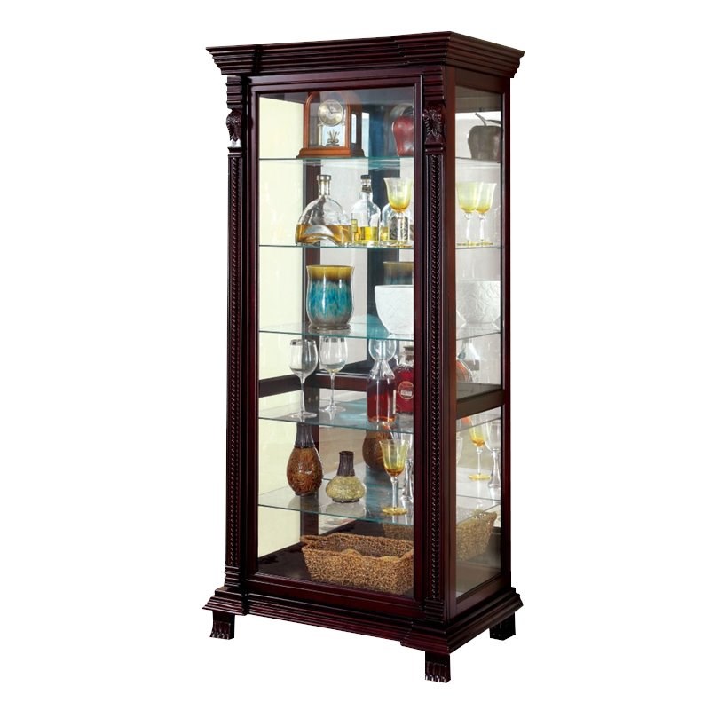 Furniture of America Lisandro Traditional Glass Door Curio Cabinet in Espresso