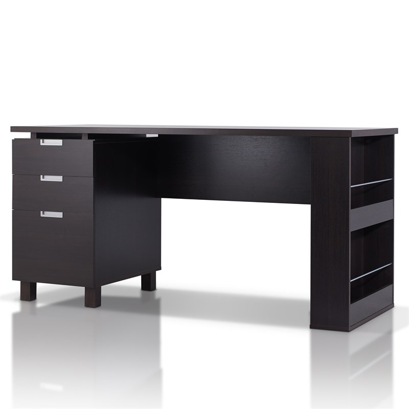 Furniture of America Nickolas Modern Wood 3-Drawer Office Desk in Espresso