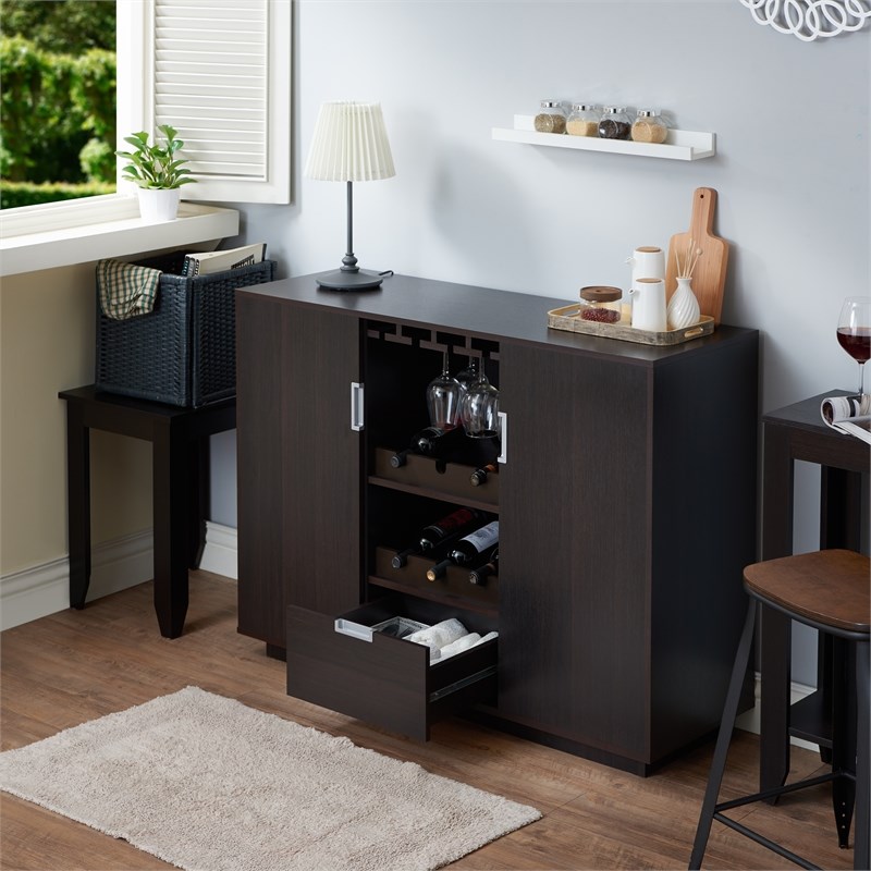 Furniture of America Porter Contemporary Wood Multi-Storage Buffet in Espresso