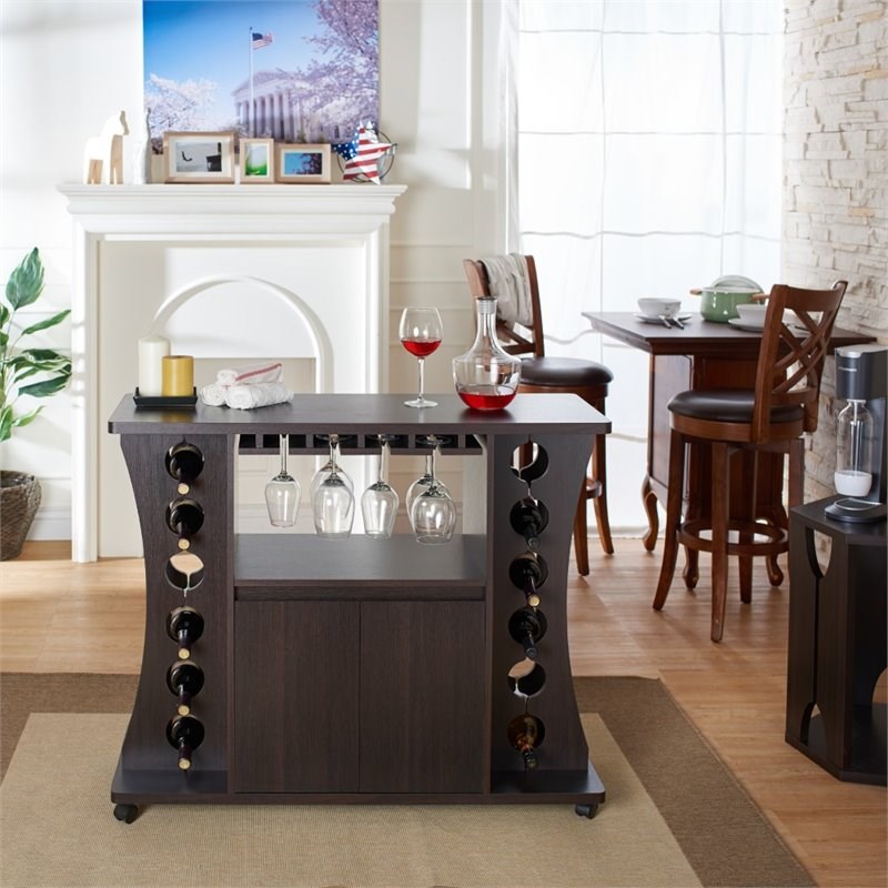 Furniture of America Milan Modern Wood Buffet with Wine Rack in Espresso