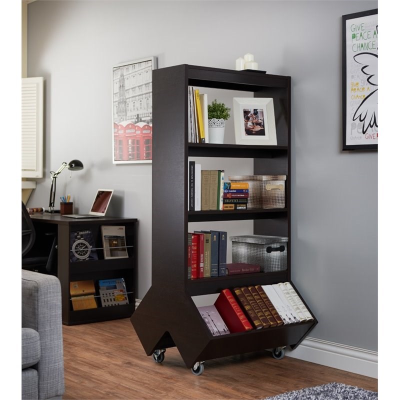 Furniture of America Normand Transitional Wood Bookcase with Casters in