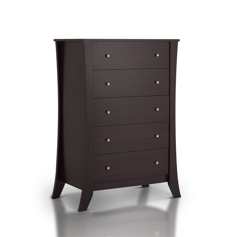 Furniture of America Arango Contemporary Wood 5-Drawer Chest in Espresso