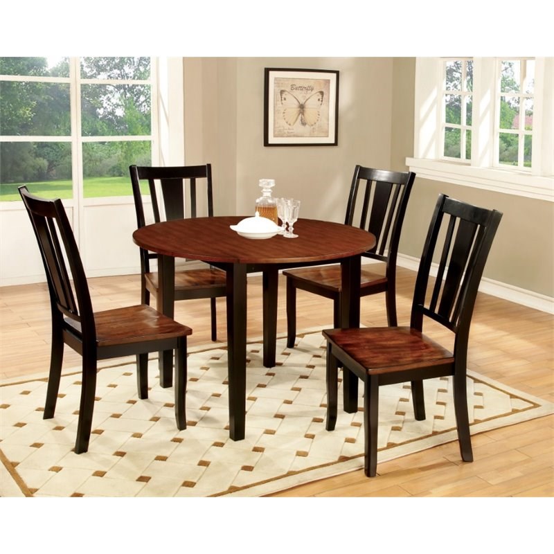 Furniture of America Delila Wood Round Dining Table in Cherry | Homesquare