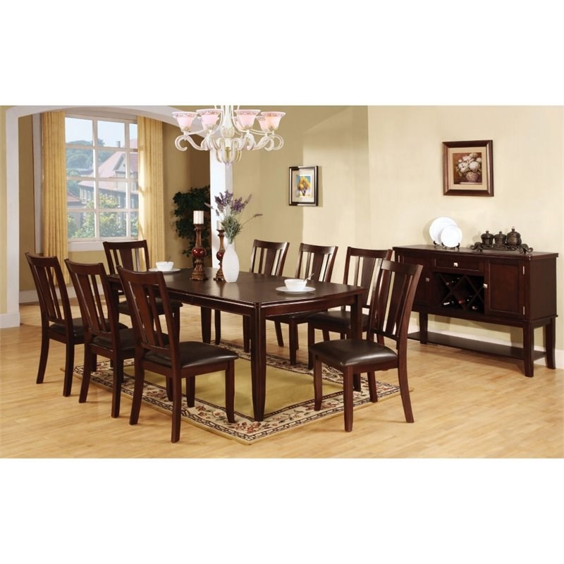 Furniture of America Ellenwood Wood 9Piece Dining Table Set in