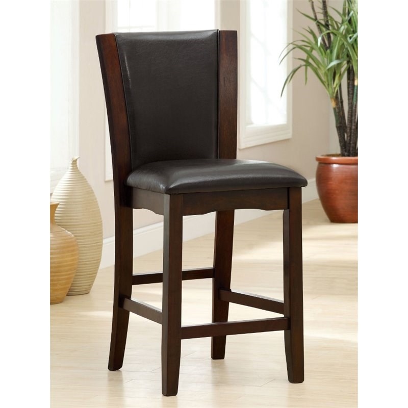Furniture of America Waverly Brown Cherry Wood Counter Height Chair (Set of 2)