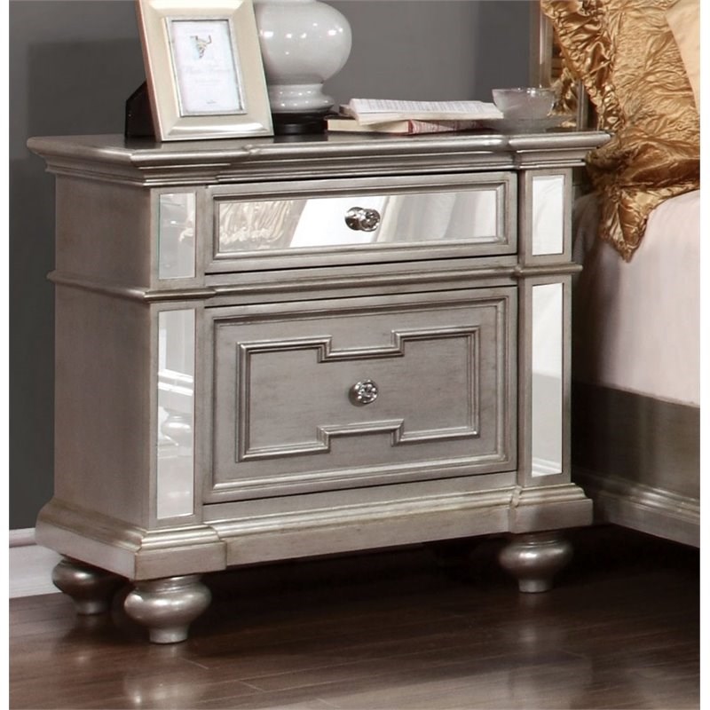 Furniture of America Farrah Transitional Wood 2-Drawer Nightstand in ...