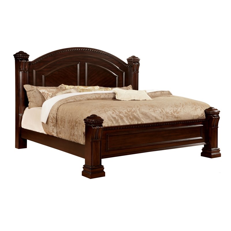FOA Oulette 3pc Cherry Solid Wood Bedroom Set - King + Nightstand + Chest