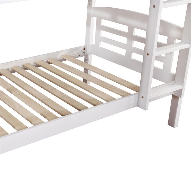 Furniture of America Golnessa Transitional Wood Twin over Twin Bunk Bed in White