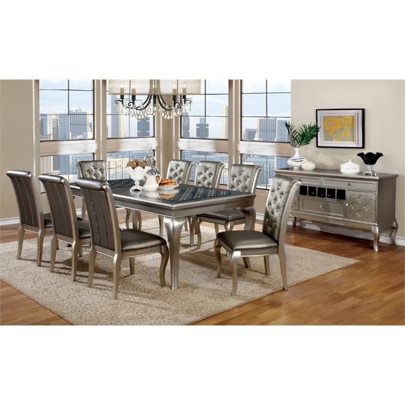 Furniture of America Bethlehem 66-Inch Solid Wood Dining Table in Gold