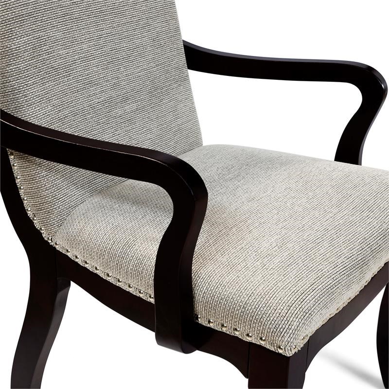 Furniture of America Gudrun Fabric Arm Chair in Espresso and Beige (Set of 2)