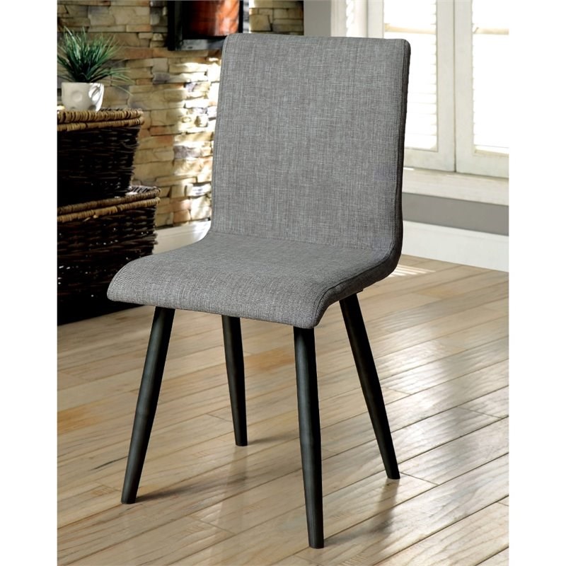 Furniture of America Janell Mid-century Metal Side Chair in Gray (Set of 2)