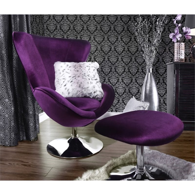 Furniture Of America Kip Fabric 2 Piece Accent Chair And Ottoman Set In Purple Homesquare 