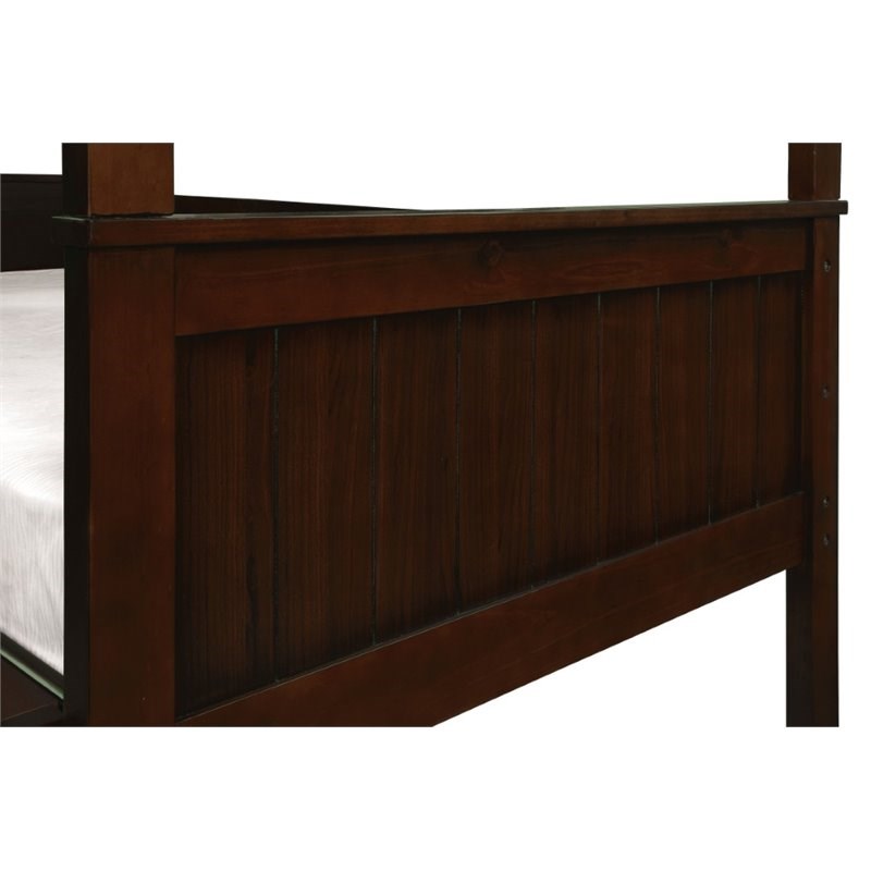 Furniture of America Dorian Solid Wood Twin Triple Bunk Bed in Dark Walnut