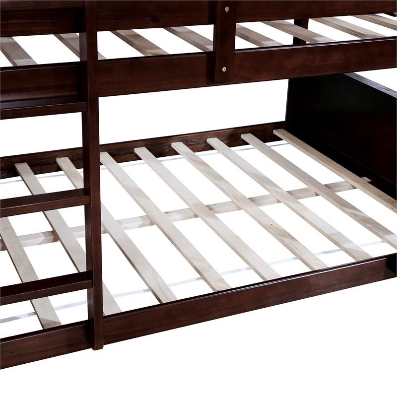 Furniture of America Dorian Solid Wood Twin Triple Bunk Bed in Dark Walnut