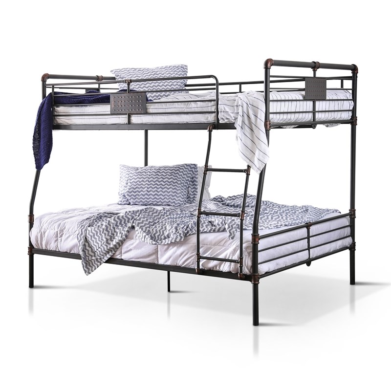 Furniture of America Bryon Metal Full over Queen Bunk Bed in Antique