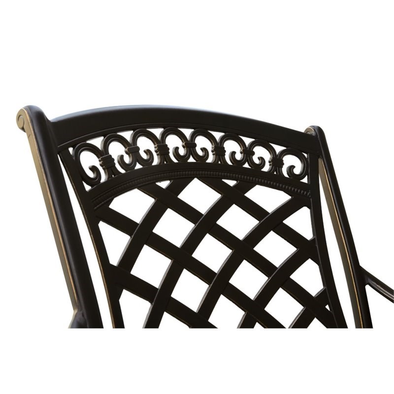 Furniture of America Donell Aluminum Patio Dining Arm Chair in Black (Set of 2)