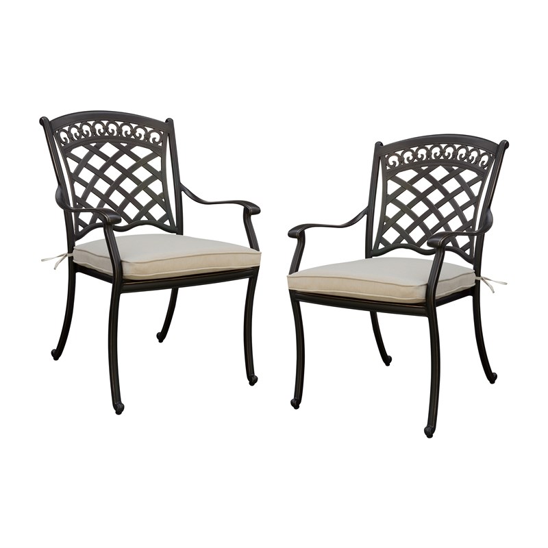 Furniture of America Donell Aluminum Patio Dining Arm Chair in Black (Set of 2)