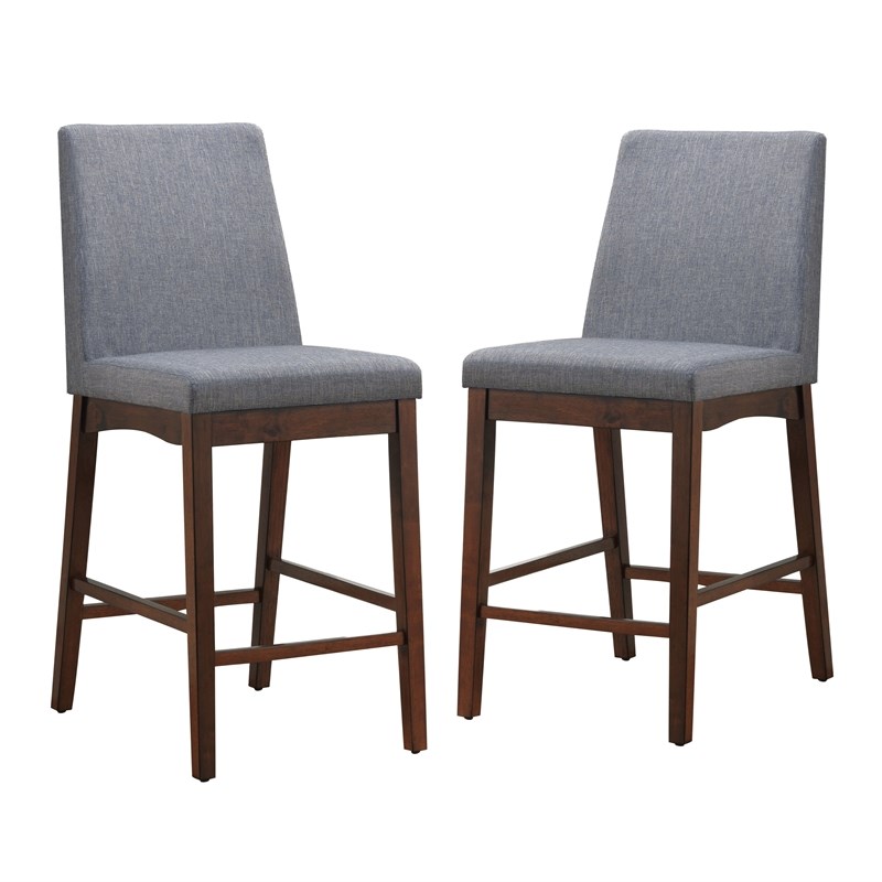 Furniture of America Ansle Fabric Counter Height Chair in Cherry (Set of 2)