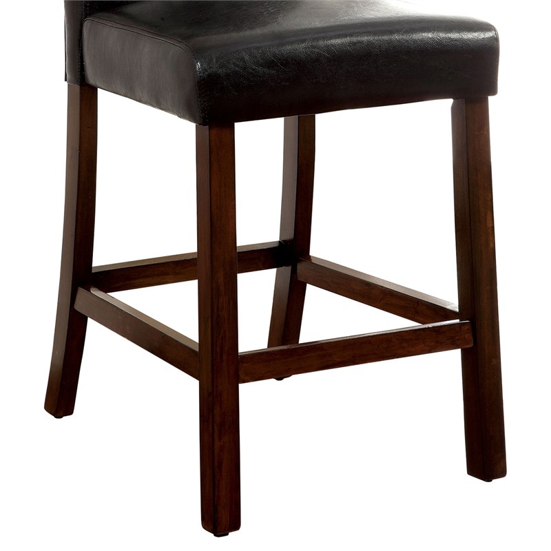Furniture of America Mullan Wood Counter Height Chair in Brown Cherry (Set of 2)