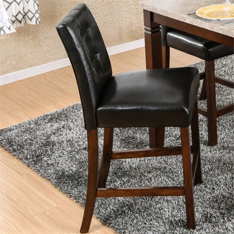 Furniture of America Mullan Wood Counter Height Chair in Brown Cherry (Set of 2)