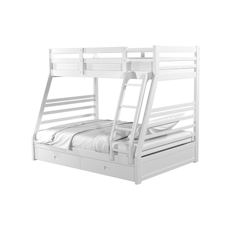 Furniture of America Tomi Wood Twin over Full Storage Bunk Bed in White