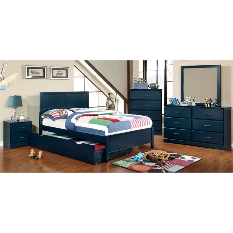 Furniture of America Barnes Transitional Wood Twin Trundle in Blue