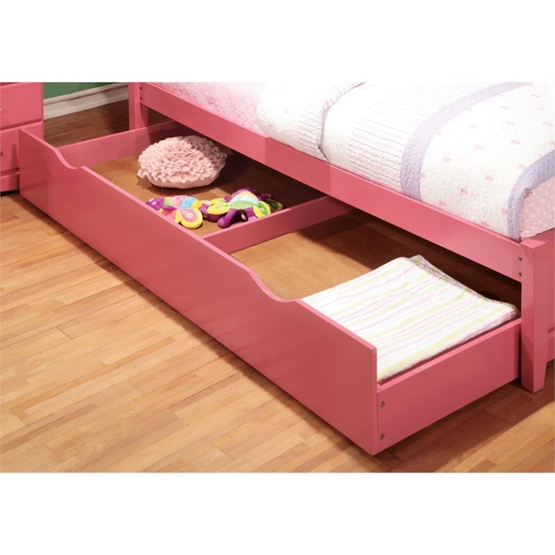Furniture of America Barnes Transitional Wood Twin Trundle in Pink