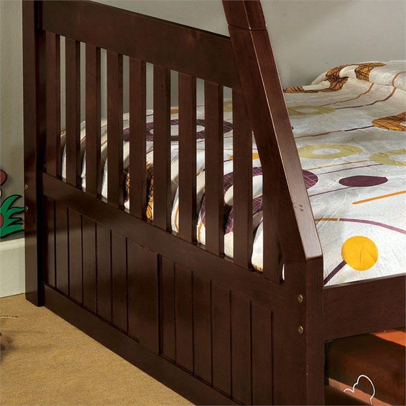 Furniture Of America Welchen Cottage Wood Twin Over Full Bunk Bed In Dark Walnut Homesquare