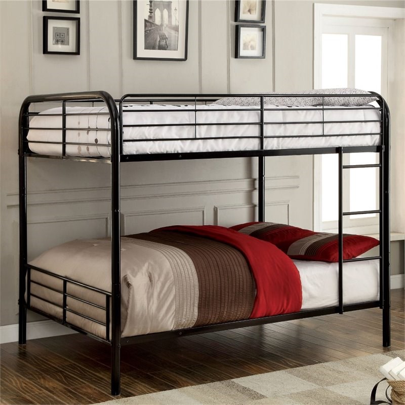 Furniture of America Caston Full over Full Metal Bunk Bed in Black