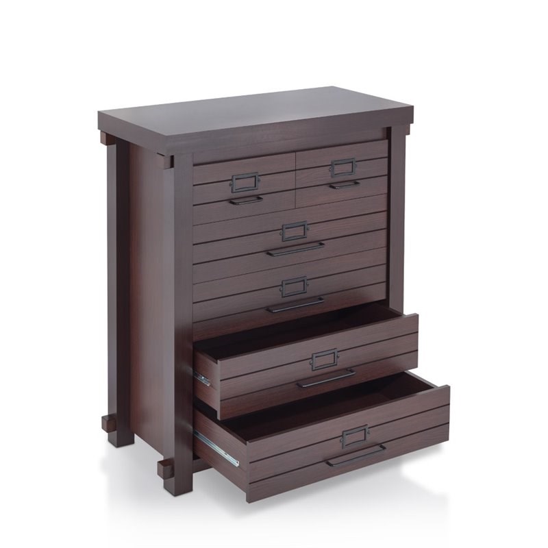 Furniture of America Colston Transitional Wood 6-Drawer Chest in Espresso