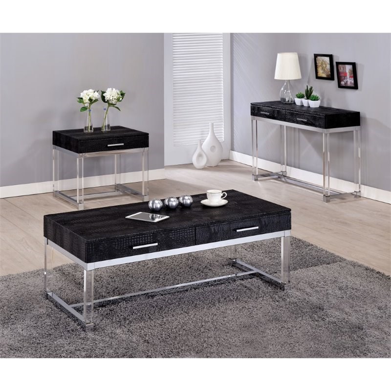 Furniture of America Romano Contemporary Metal Coffee Table in Black