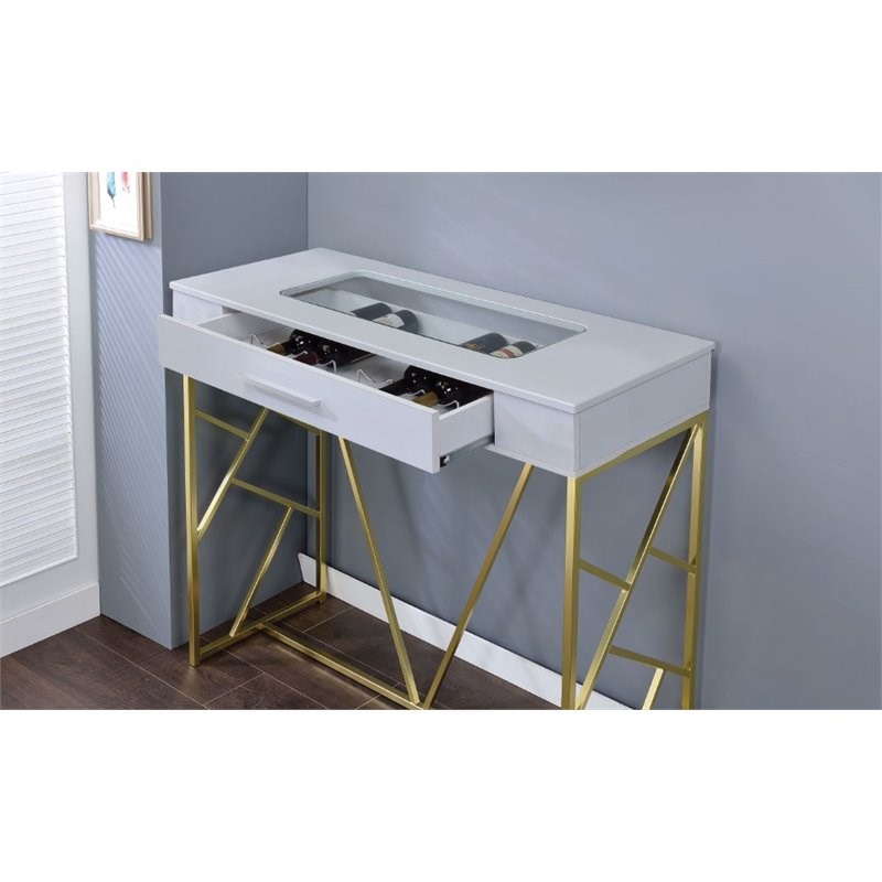 Furniture of America Jeremiah Metal Bar Table in Champagne and White