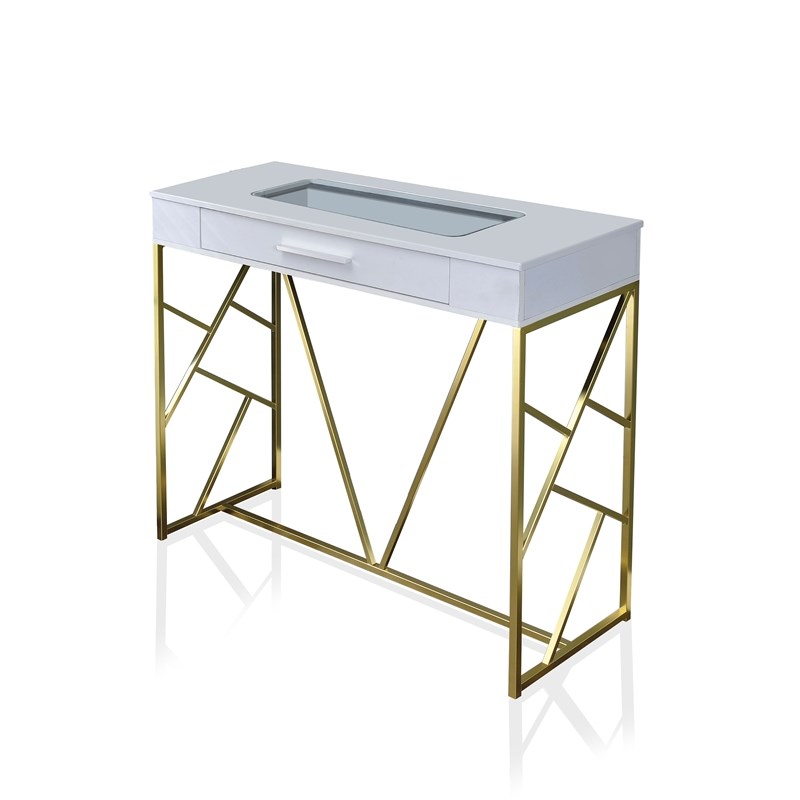 Furniture of America Jeremiah Metal Bar Table in Champagne and White