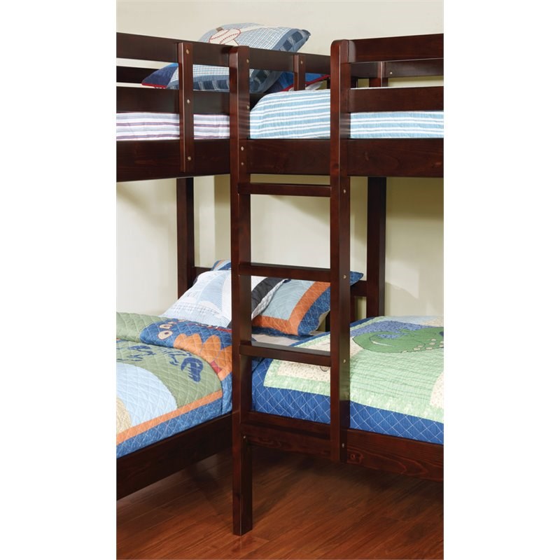 Furniture of America Langle Transitional Solid Wood Twin Bunk Bed in Dark Walnut