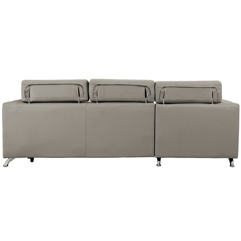 Furniture of America Fel Faux Leather Left Facing Sectional in Gray