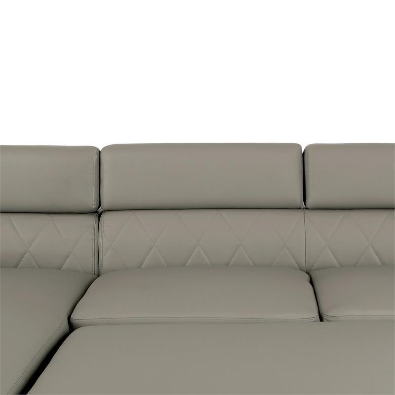 Furniture of America Fel Faux Leather Left Facing Sectional in Gray