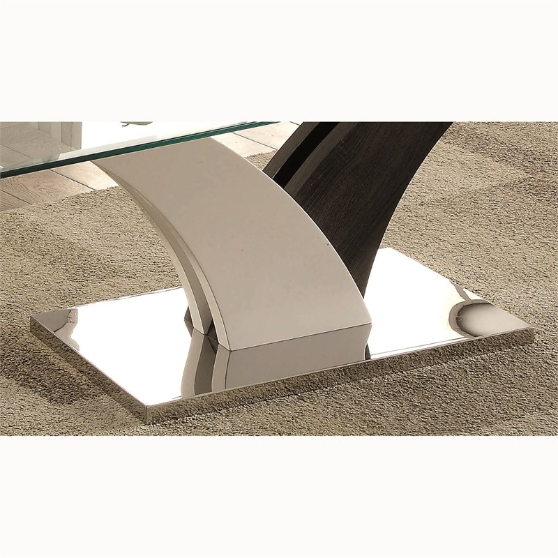 Furniture of America Tri Contemporary Glass Top Coffee Table in White and Gray