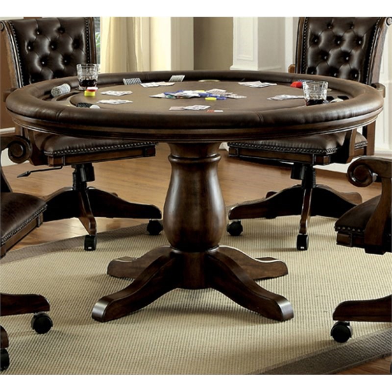 Furniture of America Izi Contemporary Wood Round Game Table in Brown