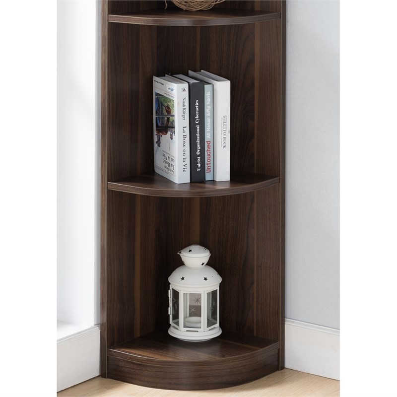 Furniture of America Maleena Wood 5Shelf Corner Bookcase in Dark
