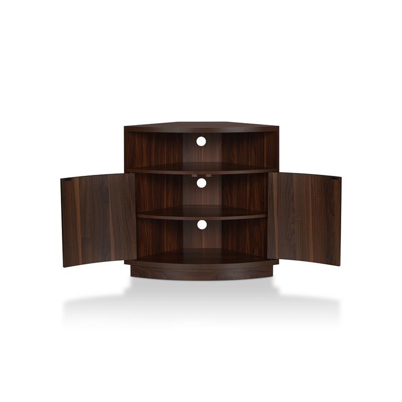 Furniture of America Dom Modern Wood 3-Shelf Corner Buffet in Cappuccino