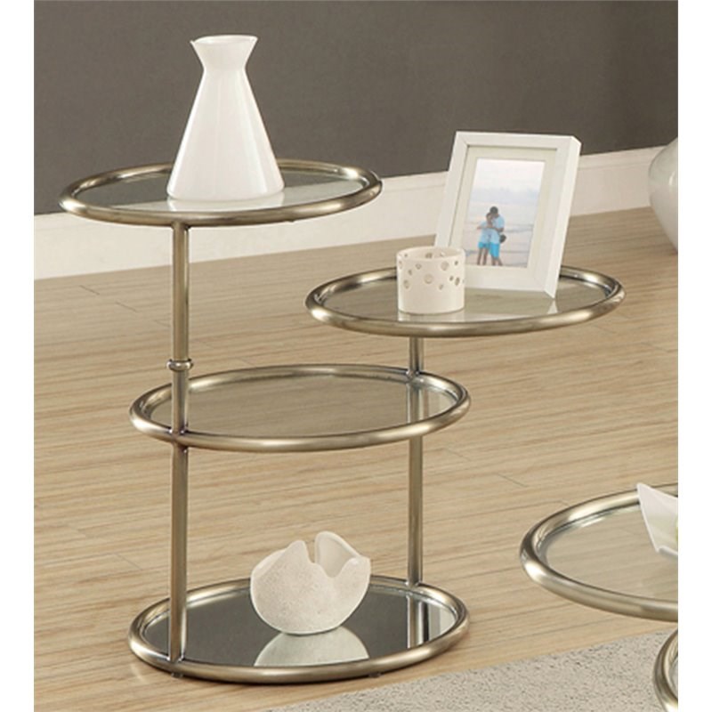 Furniture of America Loli Metal Tiered End Table in Gold Champagne