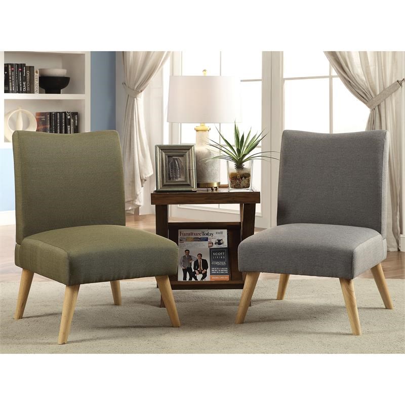 Furniture of America Lohen Fabric Upholstered Armless Chair in Green