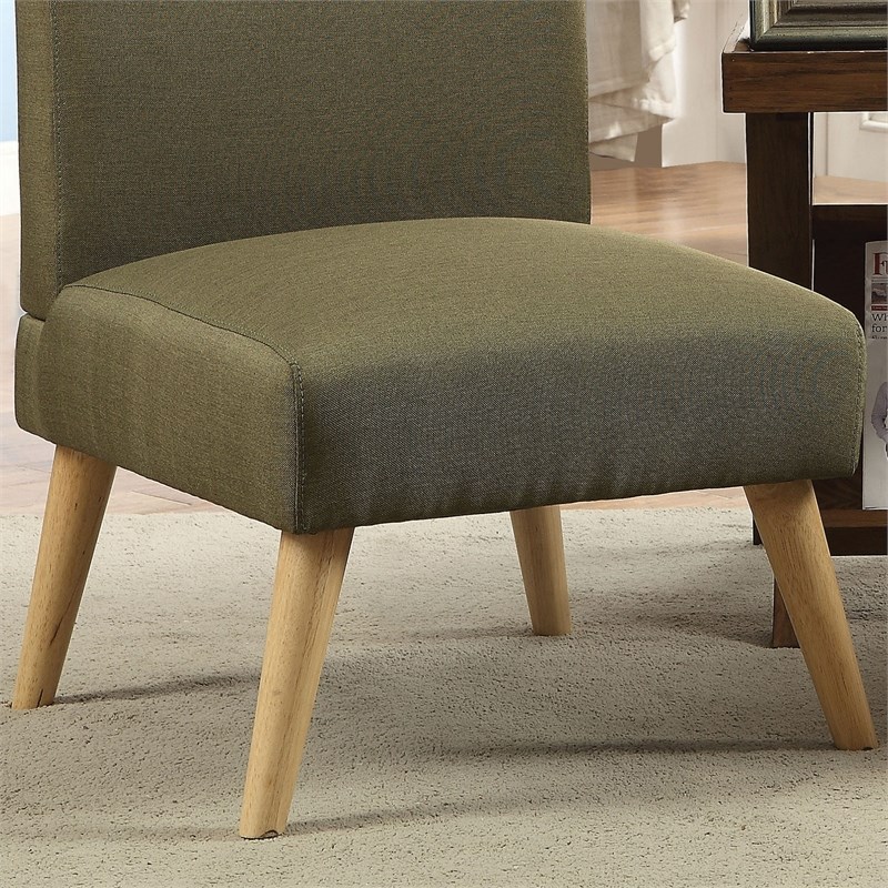 Furniture of America Lohen Fabric Upholstered Armless Chair in Green