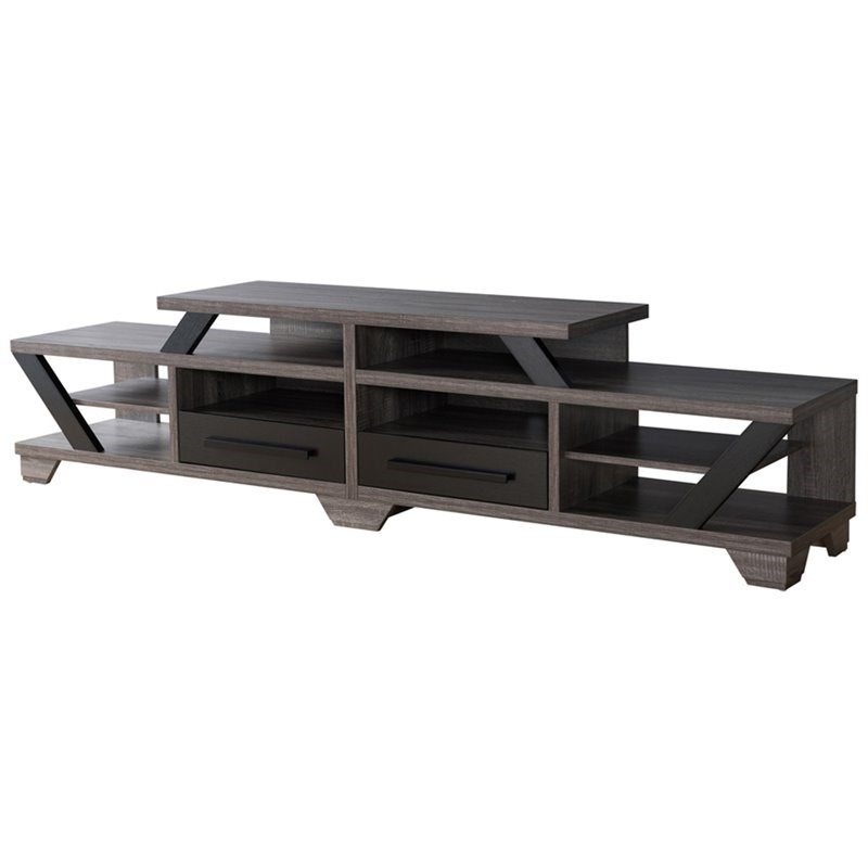 Furniture of America Dixon Rustic Wood 82Inch TV Stand in Distressed