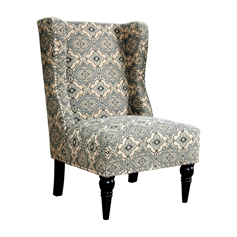 furniture of america lysa fabric wingback accent chair in floral