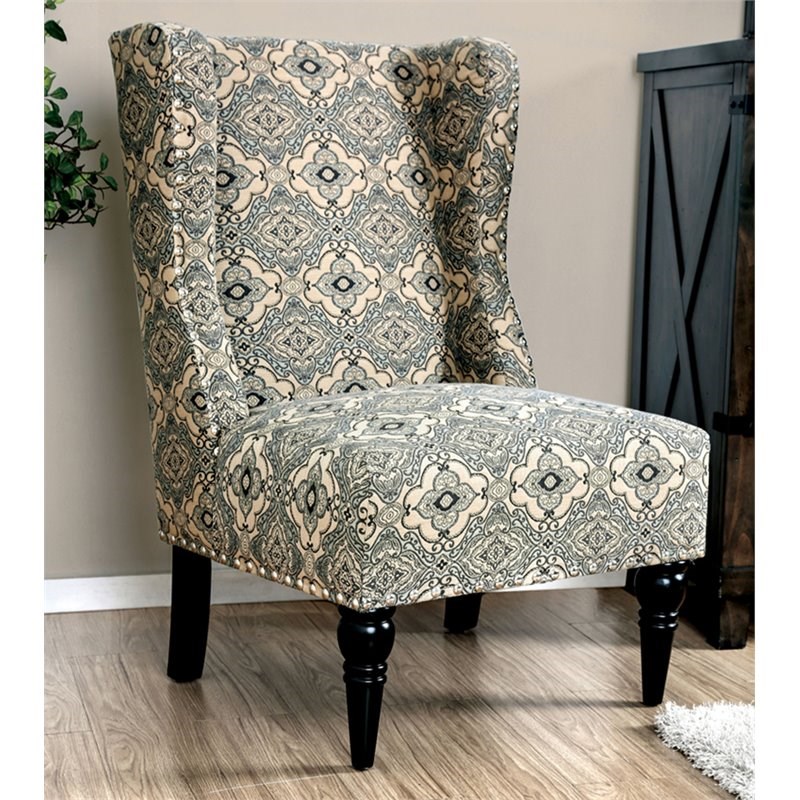 Furniture Of America Lysa Fabric Wingback Accent Chair In Floral